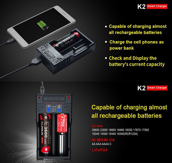 Chargeur allume-cigare double USB, Klarus XT11GT, XT11X, XT12